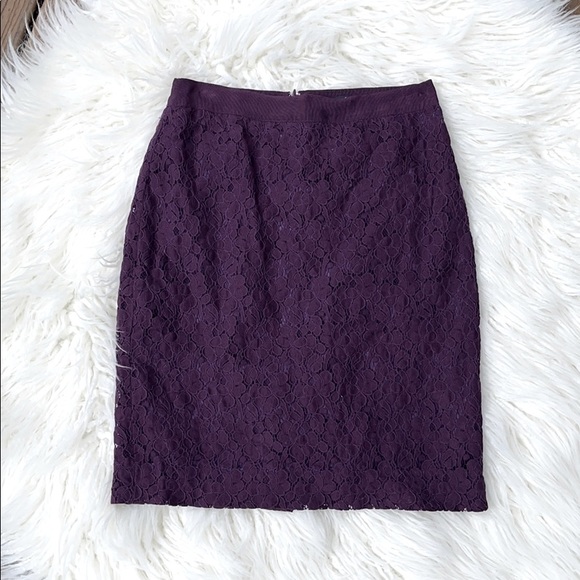 J. Crew Purple Lace Pencil Skirt - Picture 2 of 8